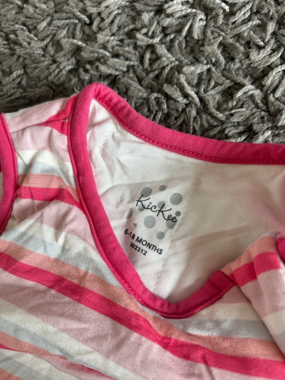 KICKEE Pants Pink and White Striped Sleeveless Baby Sleep Sack 6-18 Months